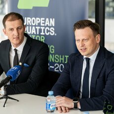 Europos jaunimo plaukimo čempionato Vilniuje pristatymas | Pauliaus Peleckio / BNS foto nuotr. 8