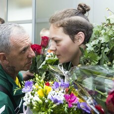 Boksininės G.Diekontaitės pasitikimas Vilniaus oro uoste l Manto Stankevičiaus nuotr. 9