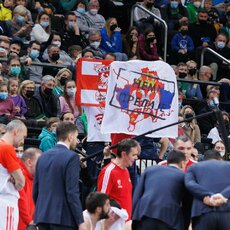 „Crvena Zvezda“ sirgalių konfliktas su „Žalgirio“ gerbėjais ir apsauga | Eriko Ovčarenko / BNS foto nuotr. 7
