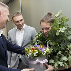 Boksininės G.Diekontaitės pasitikimas Vilniaus oro uoste l Manto Stankevičiaus nuotr. 2