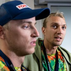 Patriko Stankevičiaus ir Audriaus Knašo sutikimas oro uoste | Pauliaus Peleckio / BNS foto nuotr. 18