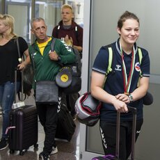 Boksininės G.Diekontaitės pasitikimas Vilniaus oro uoste l Manto Stankevičiaus nuotr. 1