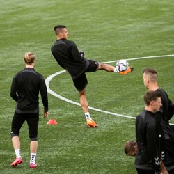 Treniruotės prieš Lietuvos ir Šiaurės Airijos rinktinių rungtynes | Žygimanto Gedvilos / BNS foto nuotr. 2