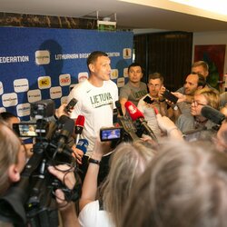 Lietuvos rinktinės krepšininkai renkasi į stovyklą Palangoje | Juliaus Kalinsko / BNS foto nuotr. 1