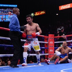 Manny Pacquiao ir Keitho Thurmano kovos akimirka | Scanpix nuotr. 3