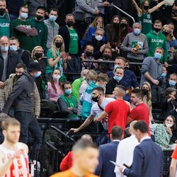 „Crvena Zvezda“ sirgalių konfliktas su „Žalgirio“ gerbėjais ir apsauga | Eriko Ovčarenko / BNS foto nuotr. 6