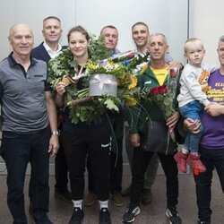 Boksininės G.Diekontaitės pasitikimas Vilniaus oro uoste l Manto Stankevičiaus nuotr. 6