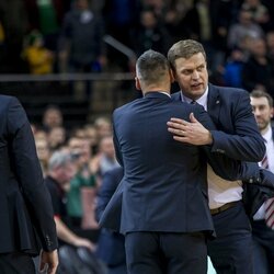Šarūnas Jasikevičius ir Dainius Adomaitis | Roko Lukoševičiaus/BNS Foto nuotr. 1