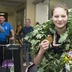 Boksininės G.Diekontaitės pasitikimas Vilniaus oro uoste l Manto Stankevičiaus nuotr. 4