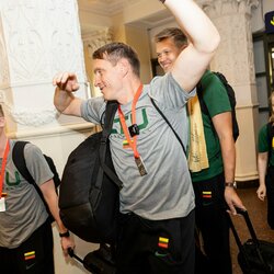Lietuvos U-20 rinktinė sugrįžo į Lietuvą | Pauliaus Peleckio / BNS foto nuotr. 1