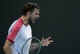 Kinijoje – „lūžusiu riešu“ taškus rinkusio Evanso pasitraukimas, Prancūzijoje – per žingsnį nuo istorinio triumfo likęs Wawrinka