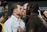 „Ši kova yra ypatinga ir kitokia“: Saulis „Canelo“ Alvarezas ir Terence'as Crawfordas susitiko akis į akį prieš superdvikovą