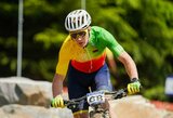 Lietuvos kalnų dviratininkai sudėtingoje Europos žaidynių trasoje buvo priversti pasitraukti iš lenktynių