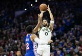 „Celtics“ be dviejų žvaigždžių pagalbos palaužė „76ers“ 