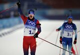 Drama olimpinėje biatlono estafetėje: norvegai išplėšė auksą finišo tiesiojoje