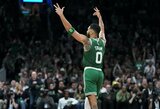 Čempionų žiedus atsiėmusi „Celtics“ triuškino varžovus ir įmetė 29 tritaškius