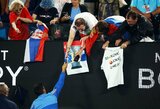Z raidę demonstravę ir V.Putinui palaikymą reiškę N.Djokovičiaus sirgaliai areštuoti „Australian Open“ turnyre