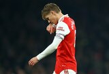 Rungtynių pabaigoje 2 įvarčių deficitą panaikinęs „ Arsenal“ išplėšė lygiąsias su „Premier" lygos autsaideriais