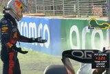 Antrą kartą per trejas lenktynes nefinišavęs M.Verstappenas: „Tai nepateisinama, apie kovą dėl titulo šiuo metu negalvoju“
