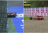 Italijoje – abiejų „Ferrari“ pilotų nelaimės, „Red Bull“ dublis ir L.Hamiltono agonija