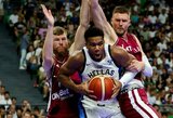 Giannis Antetokounmpo į rinktinę įsiliejo galingu žaidimu, o graikai užtikrintai įveikė latvius