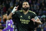 Rungtynių pabaigoje dublį pelnęs K.Benzema išplėšė „Real“ pergalę prieš „Valladolid“ 