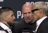 Dana White'as įvardino „keisčiausią visų laikų klausimą“, nušvilptas Topuria ir Oliveira akistatos metu netylėjo