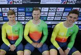 Pasaulio dviračių treko čempionato debiutantė Lietuvos trijulė – 13-a