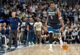 „Timberwolves“ dramatiškame mače nustūmė „Lakers“ ties iškritimo riba