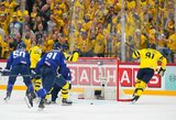 Dvigubai daugiau smūgių į vartus atlikę švedai eilinį kartą pasaulio čempionate įveikė suomius