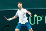 R.Berankis nugalėjo raketę sulaužiusį varžovą ir atstatė pusiausvyrą Daviso taurės susitikime