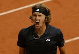 A.Zverevas trečius metus iš eilės pateko į „Roland Garros“ pusfinalį