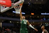 26 taškų deficitą panaikinusią „Bucks“ į pergalę vedė G.Antetokounmpo epizodai