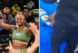 Užtikrintai titulus apgynusi Claressa Shields papasakojo apie norą tapti mama ir daryti pertrauką, vienas iš boksininkų susmuko savo kampe