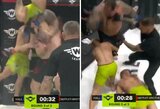 Įspūdingas E.Hallo debiutas MMA: su dviem broliais vienu metu kovęsis buvęs galiūnas privertė vieną iš jų net neprisiminti nokauto