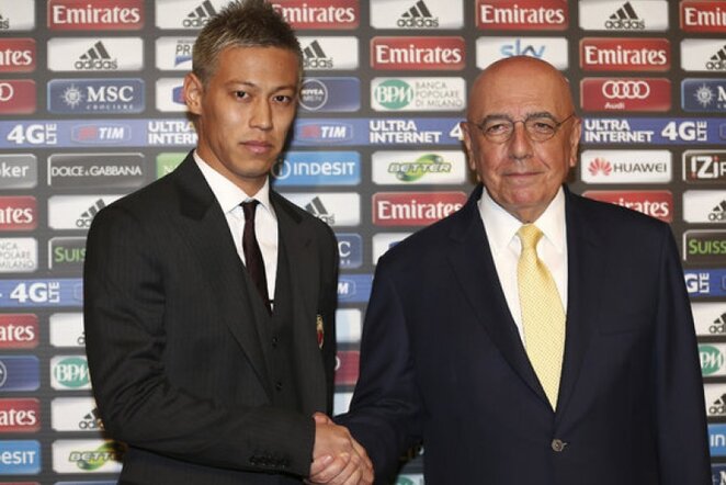 Keisuke Honda ir Adriano Galliani | AP/Scanpix nuotr.