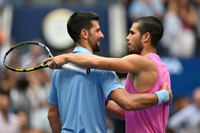 Novakas Djokovičius ir Carlosas Alcarazas | Scanpix nuotr.