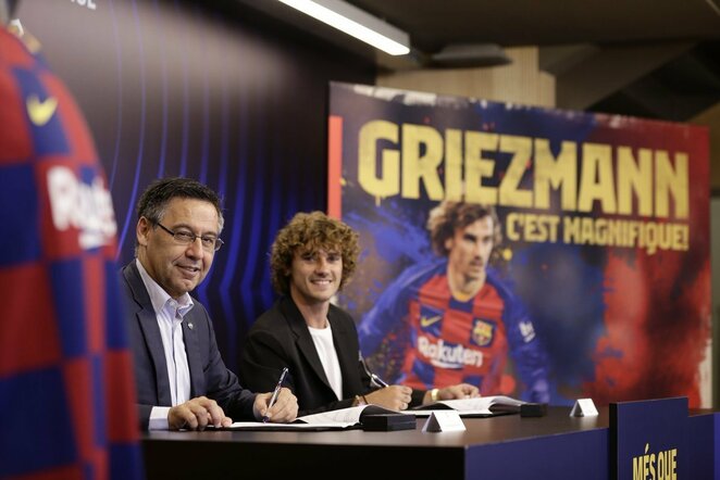 Antoine'as Griezmannas buvo pristatytas Barselonoje | „Twitter“ nuotr.