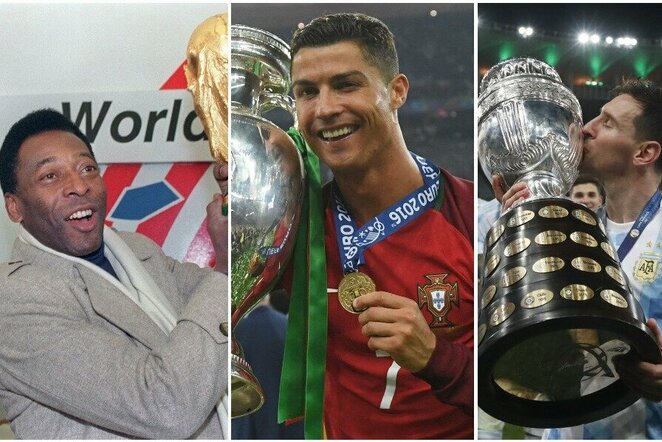 Pele, Cristiano Ronaldo ir Lionelis Messi | Scanpix nuotr.