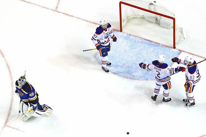 „Blues“ - „Oilers“ rungtynių akimirka | Scanpix nuotr.