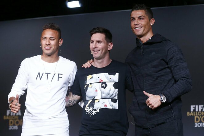 Neymaras, Lionelis Messi ir Cristiano Ronaldo | Scanpix nuotr.