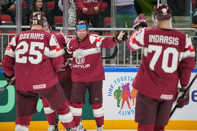 Latvija – Slovėnija rungtynių akimirka | IIHF nuotr.