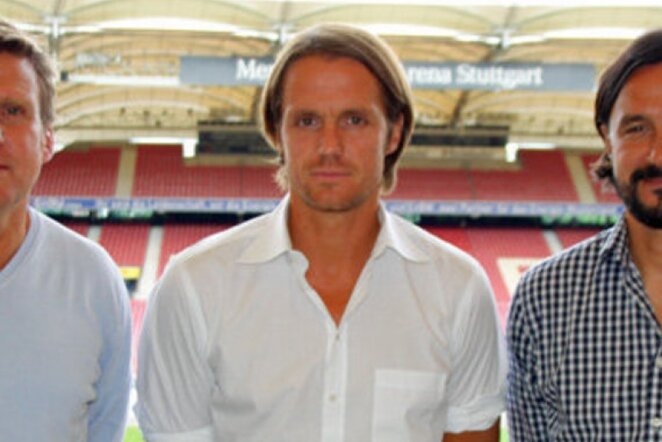 Naujoji „Stuttgart“ trenerių komanda: Tomislavas Maričius (kair.),Thomas Schneideris ir Alfonsas Higlas | vfb.de nuotr.