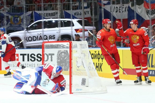 Rusijos ir Čekijos rungtynių akimirka | IIHF nuotr.