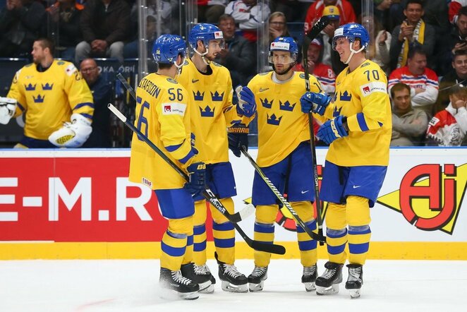 Švedų ir austrų rungtynės | IIHF nuotr.