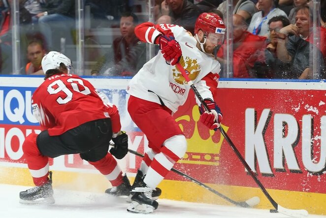 Šveicarija – Rusija rungtynių akimirka | IIHF nuotr.