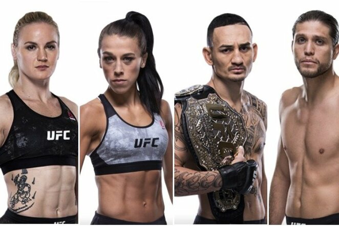 Valentina Ševčenko, Joanna Jedrzejczyk, Maxas Holloway ir Brianas Ortega | Organizatorių nuotr.