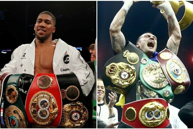 Anthony Joshua ir Oleksandras Usykas | Scanpix nuotr.