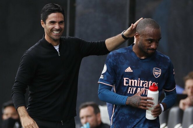 Mikelis Arteta ir Alexandre'as Lacazette'as | Scanpix nuotr.