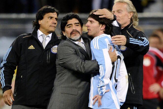 D.Maradona nori, kad L.Messi laimėtų pasaulio čempionatą | Reuters/Scanpix nuotr.